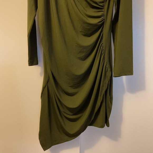 7. NWT Grace Karin Long Sleeve Cinched Waist Olive Green Dress Size 2XL - Picture 4 of 7